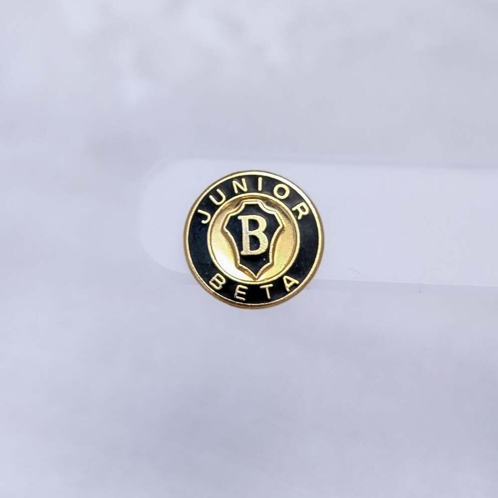 Vintage Brooch / Pin Lapel Pin Black & Gold Tone Junior Beta